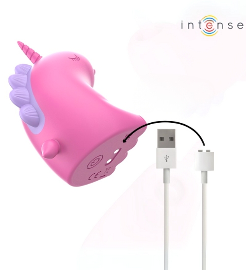 Růžový stimulátor klitorisu s jednorožcem