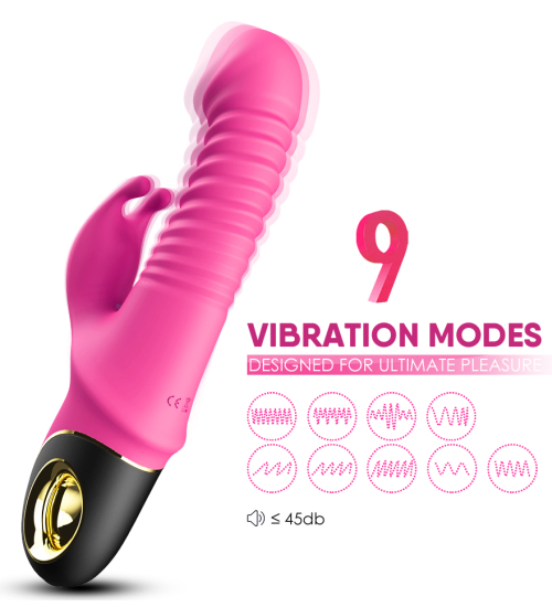 Růžový vibrátor se zajíčkem - žebrovaný