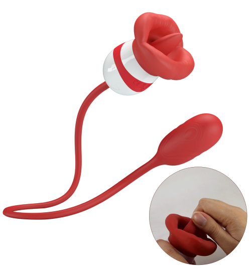 Stimulátor 2 v 1 s jazykem a kuličkou pro potěšení