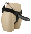 Černý silikonový vibrační strap-on s kabelovým ovladačem