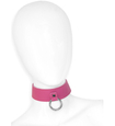 Růžový kožený choker s držákem na šňůrku