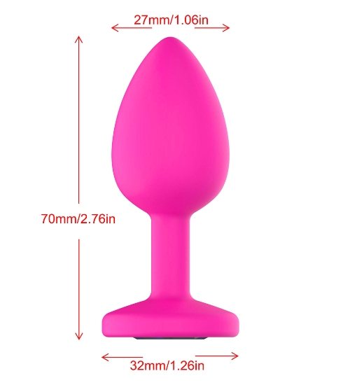 Silikonový růžový anální kolík s krystalem