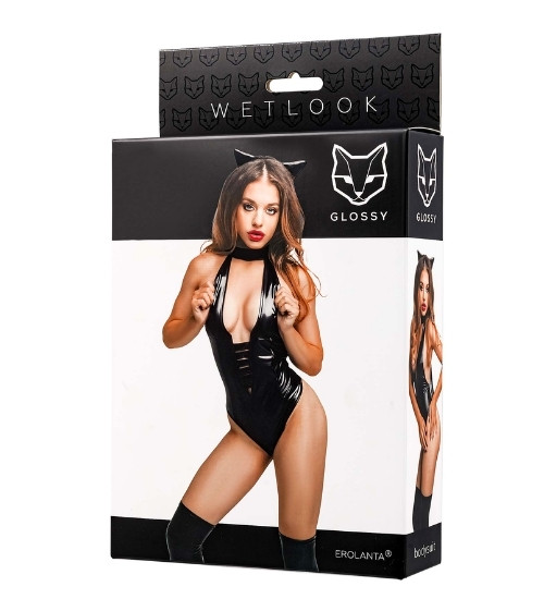 Wetlook kostým kočičky odhalující poprsí a zadeček