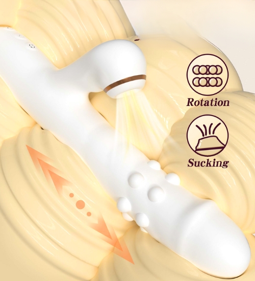 Bílý vibrátor s rotací a jazykem