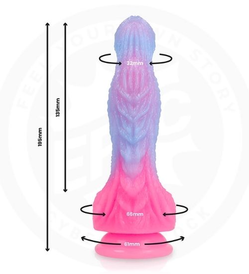 Pastelově modro-růžové dildo Epic s 3D strukturou