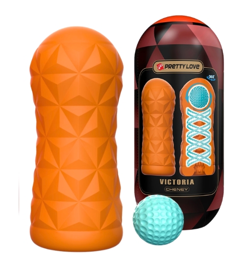 Oranžový masturbátor s kuličkou 360