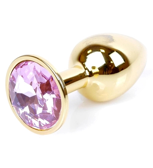 Zlatý anální kolík s růžovým krystalem