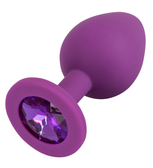 Fialová zátka s krystalem - silikon