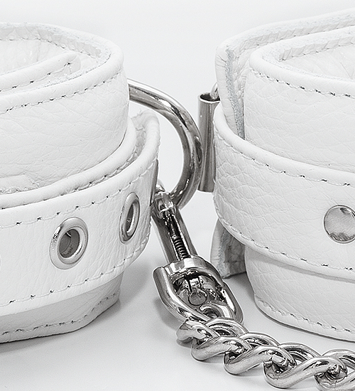 Pevná bílá pouta - kůže