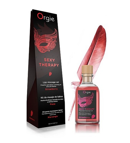 Jahodový masážní olej s pírkem