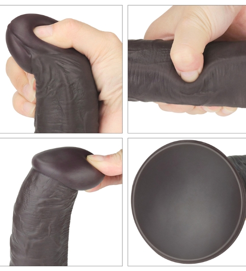 Tmavé dildo s bezdrátovým dálkovým ovládáním