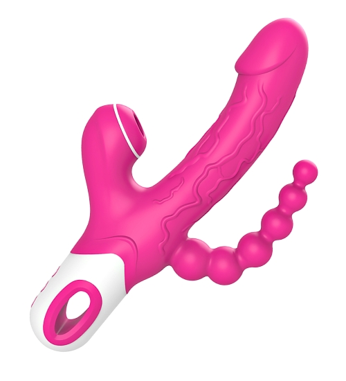Vibrátor s análními kuličkami a funkcí sání