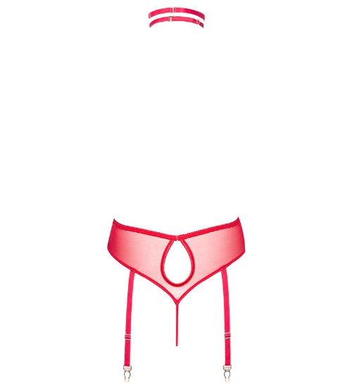 Červené krajkové body s chokerem