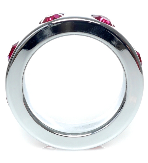 Velký kovový prsten s růžovými diamanty