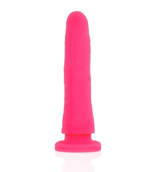 Neonově růžové silikonové dildo s přísavkou