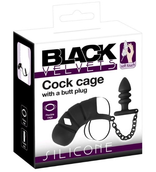 Black Velvets klec na penis s análním kolíkem