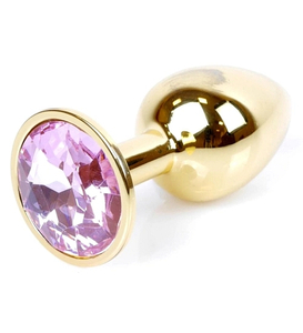 Zlatý anální kolík s růžovým krystalem