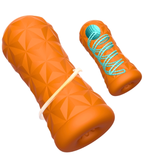 Oranžový masturbátor s kuličkou 360