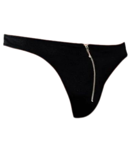 Černá tanga se zipem