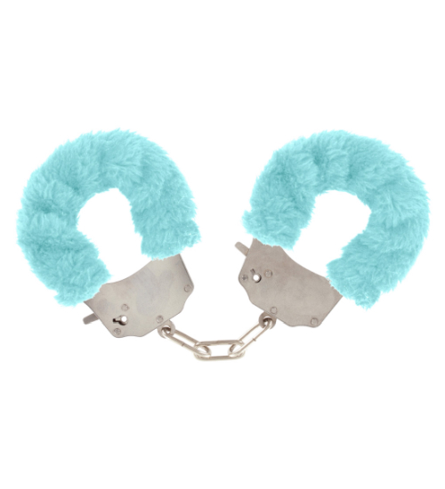 Pouta s kožešinou - modrá