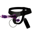 Dvojitý fialový strap-on s regulací vibrací