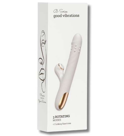 Bílý vibrátor s rotací a jazykem
