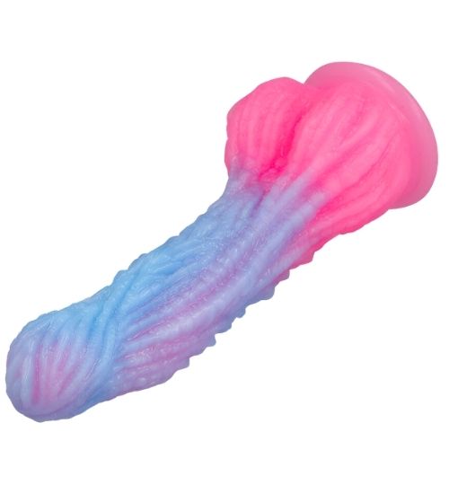 Pastelově modro-růžové dildo Epic s 3D strukturou