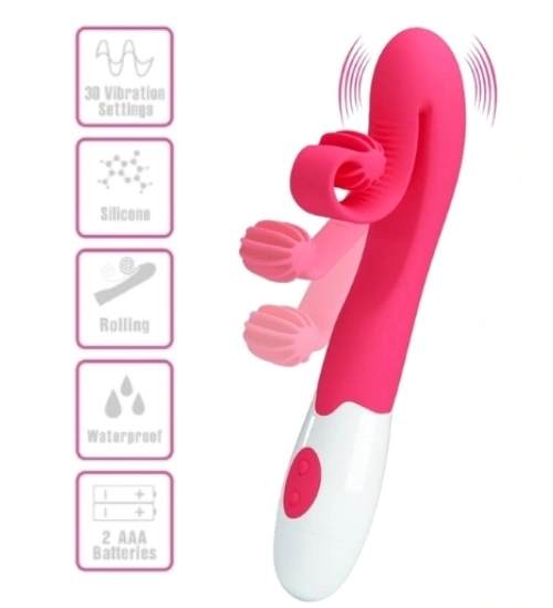ROMANCE - RŮŽOVÝ VIBRÁTOR A STIMULÁTOR, 30 RYCHLOSTÍ