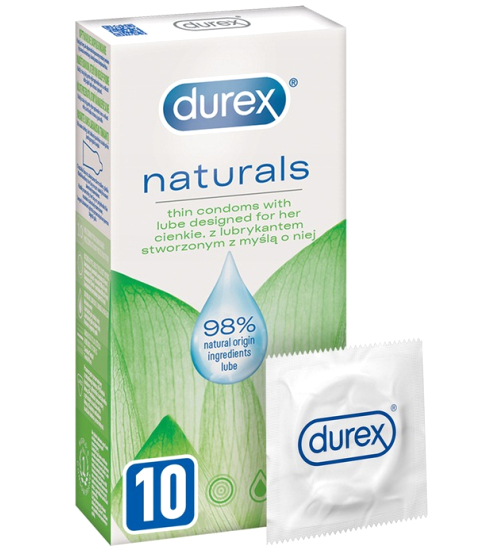 Kondomy Durex Naturals s lubrikantem na vodní bázi