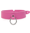 Růžový kožený choker s držákem na šňůrku