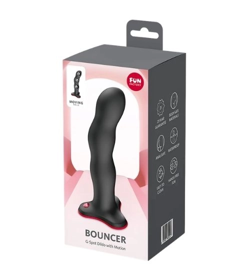 Černé silikonové dildo s pohyblivými kuličkami