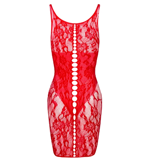 Červené šaty s otvory podél zad