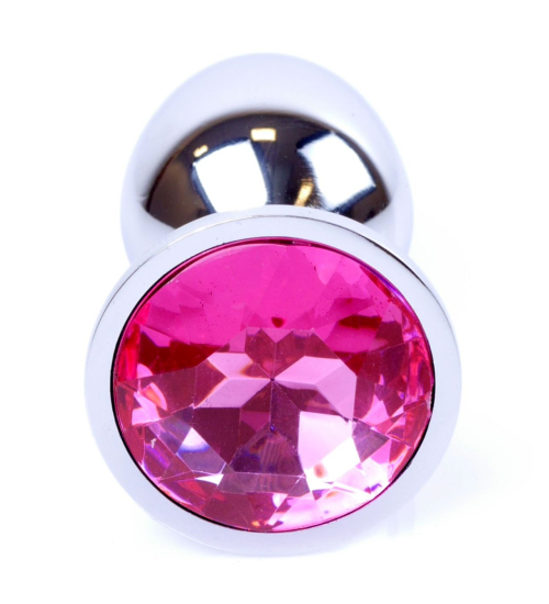 Stříbrný anální kolík s růžovým krystalem