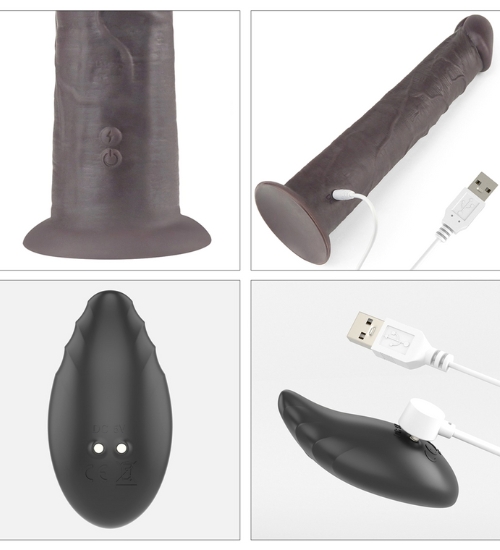 Tmavé dildo s bezdrátovým dálkovým ovládáním