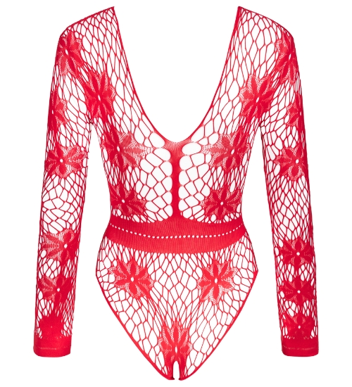 Červené síťované body s dlouhými rukávy Regina