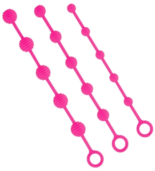 Tři balení silikonových análních korálků