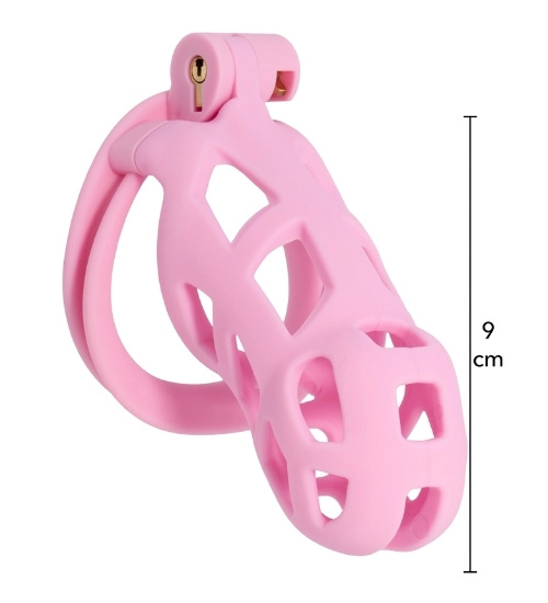 Růžová klec na penis se zámkem