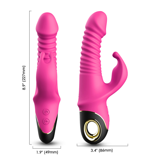 Růžový vibrátor se zajíčkem - žebrovaný