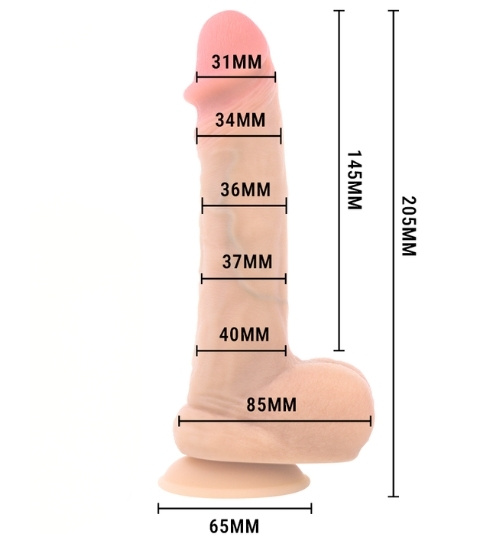 Realistické silikonové dildo s funkcí ejakulace 20,5 cm
