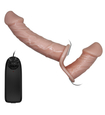 Dvojitý penis s páskem a vibracemi 