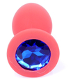 Červená silikonová zátka s modrým krystalem