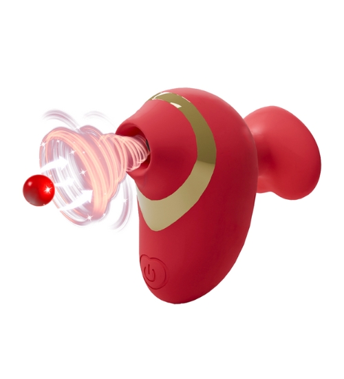 Červený masážní strojek na klitoris s srdíčkem