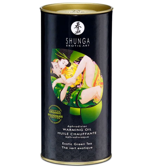 Hřejivý tělový olej s příchutí zeleného čaje