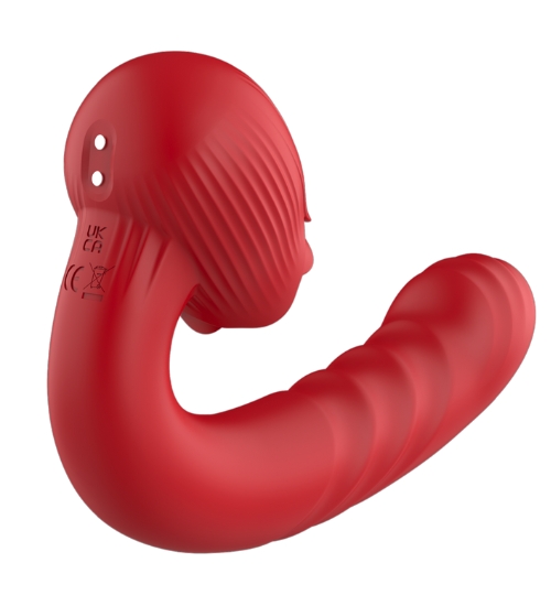 Červený vibrátor na bod G s jazýčkem