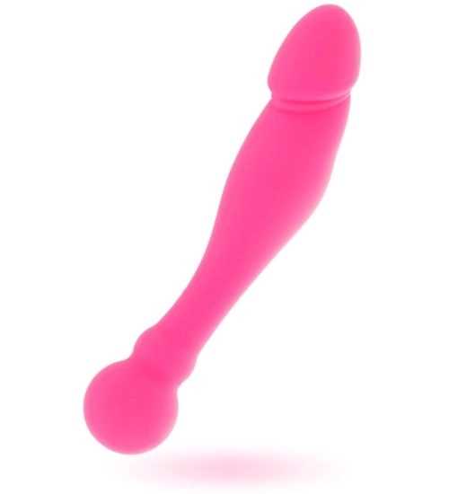 Oboustranné růžové silikonové dildo