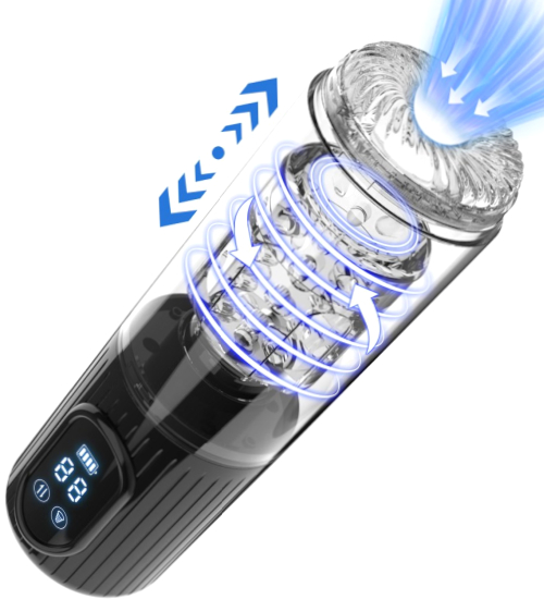 Automatický masturbátor 3v1 sání, klouzání a otáčení