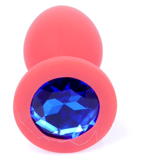Červená silikonová zátka s modrým krystalem