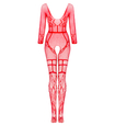 Červené bodystocking s dlouhým rukávem