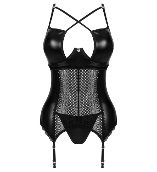 Výrazný černý korzet s kosticemi