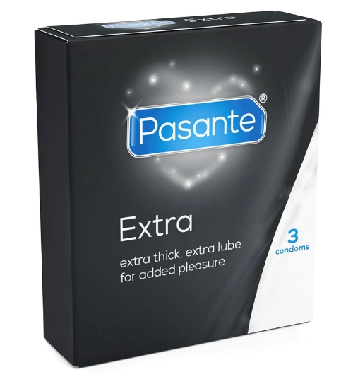 Extra lubrikované kondomy Pasante Extra 3 ks